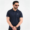Navy Blue Short Sleeve Mesh Polo Shirt