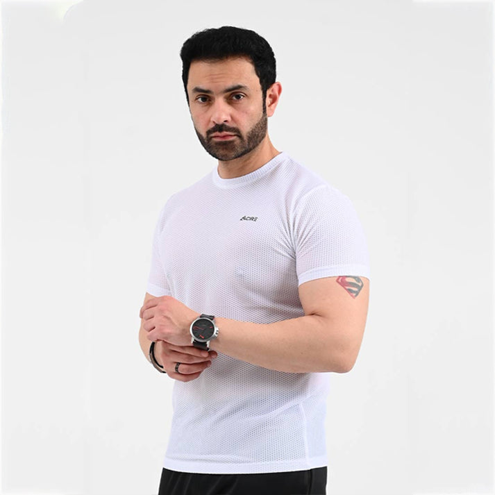 WHITE DOT MESH DRI-FIT  O-Neck T-Shirt