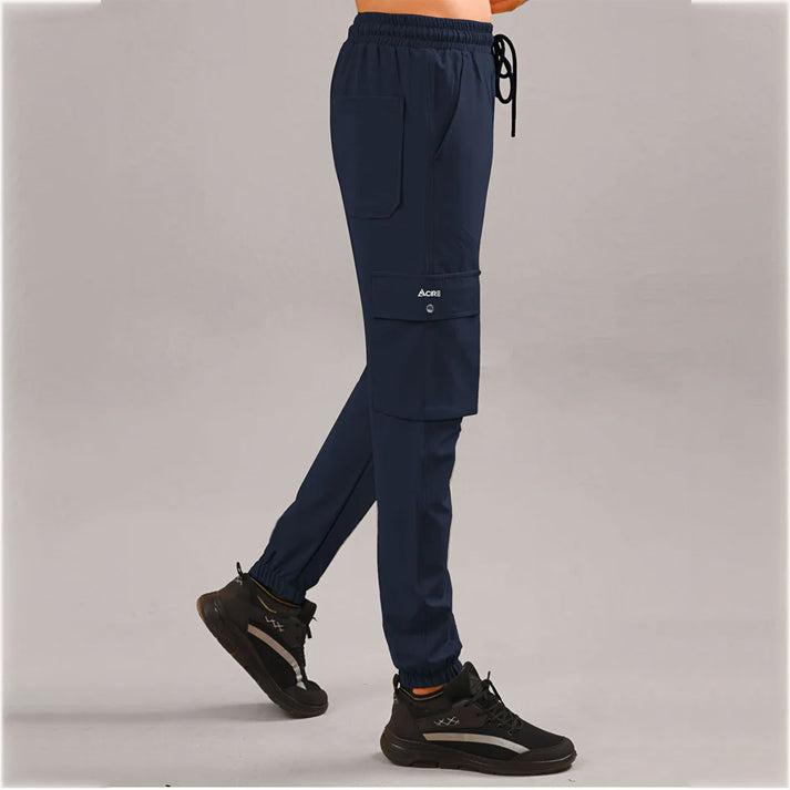 NAVY MENS WOVEN TERRY TROUSER STRETCH CARGO PANTS