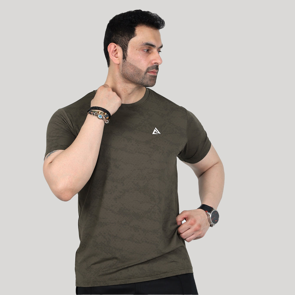OLIVE GREEN  FOURNOD PRINT DRI-FIT  T-SHIRT